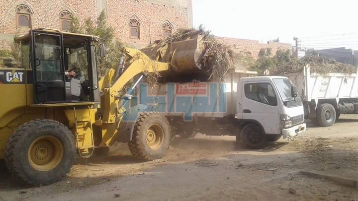 بالصور.. إزالة "حشائش" الوحدة الصحية في قرية الكوم الأحمر ببني سويف