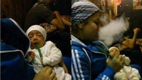 امراة تضع شيشة في